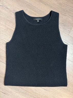 Black Ribbed Sleeveless Knit Tank Broadway 38 Medium Minimal Preppy